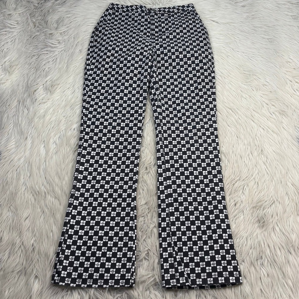 RVCA x Camille Rowe Women's 26 Black White Floral Geometric Twill Pant Retro